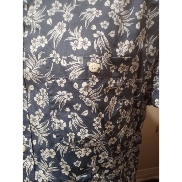 New Hawker Rye Mens Large L Button Down Shirt Blue Floral Cotton Regular Fit NWT - Picture 4 of 14